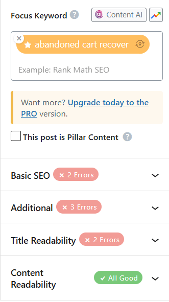 Rank Math Content Analysis