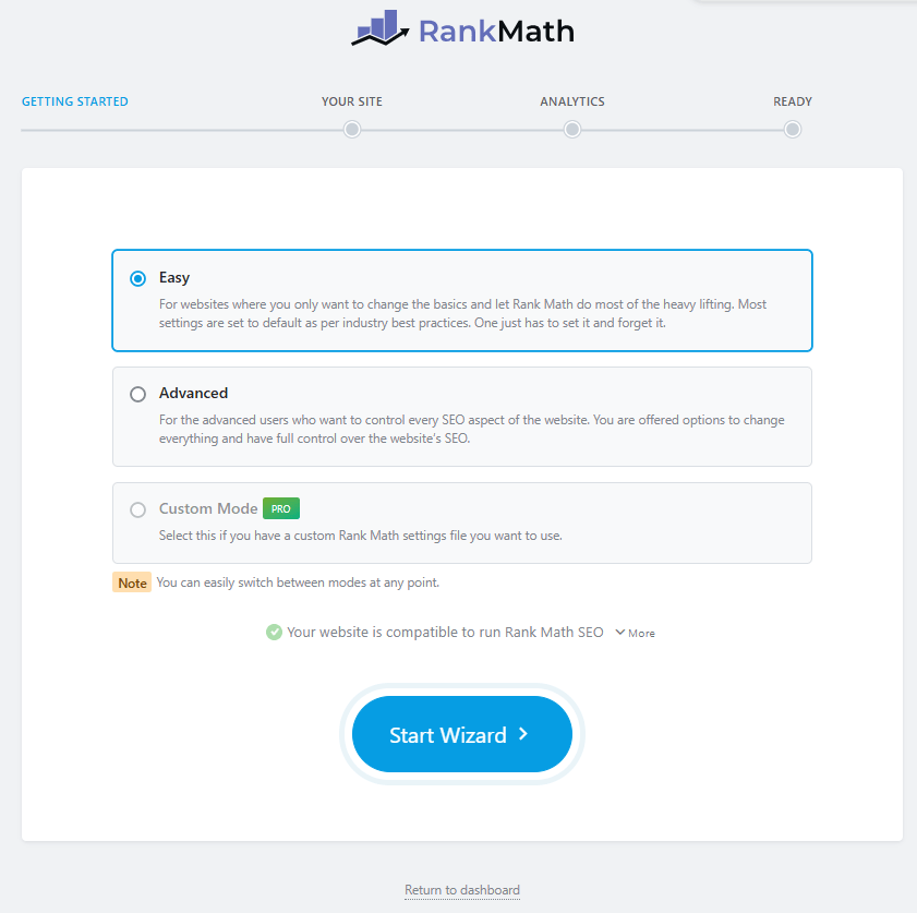 Rank Math First Time Setup