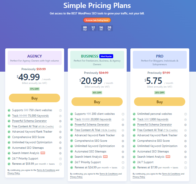 Rank Math Pricing