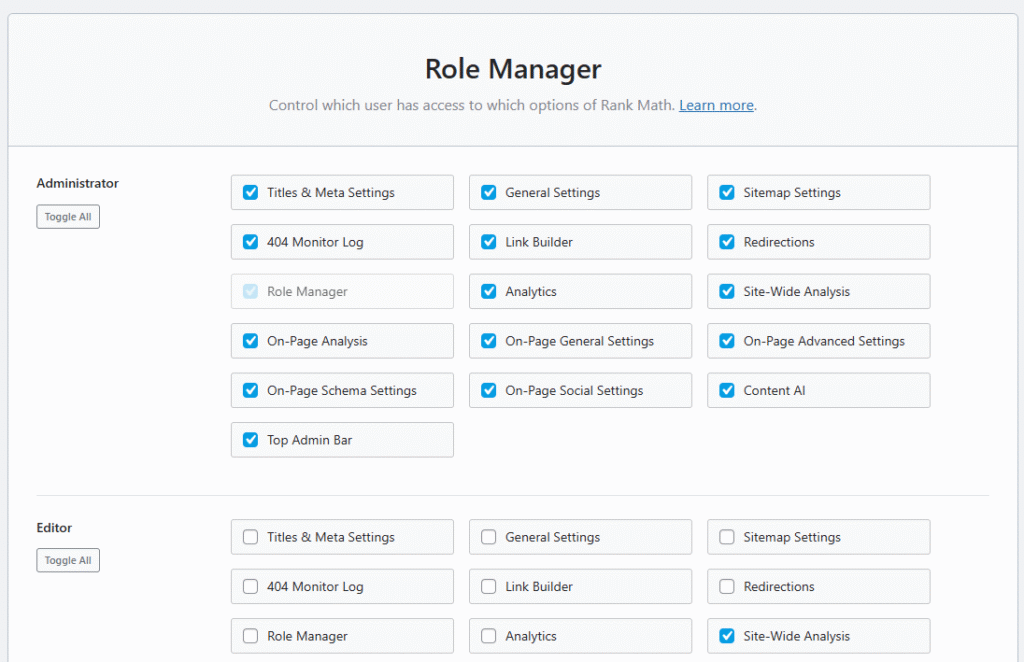 Rank Math Role Manager
