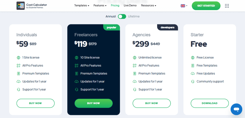 cost calculator pricing