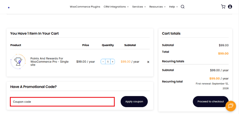 points and rewards for woocommerce checkout