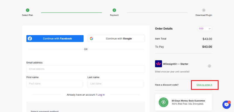 wdesignkit checkout