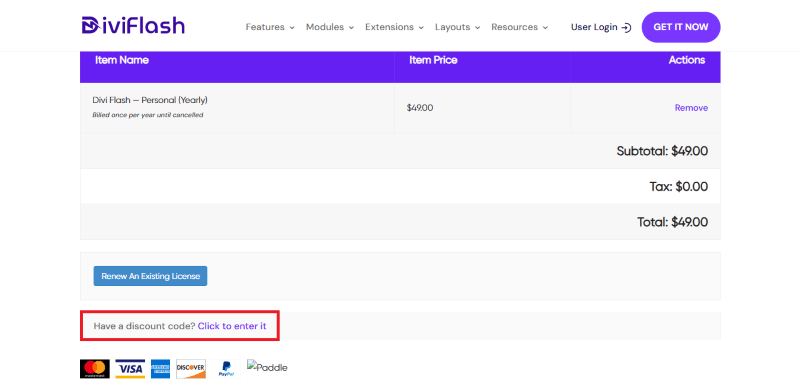 diviflash checkout