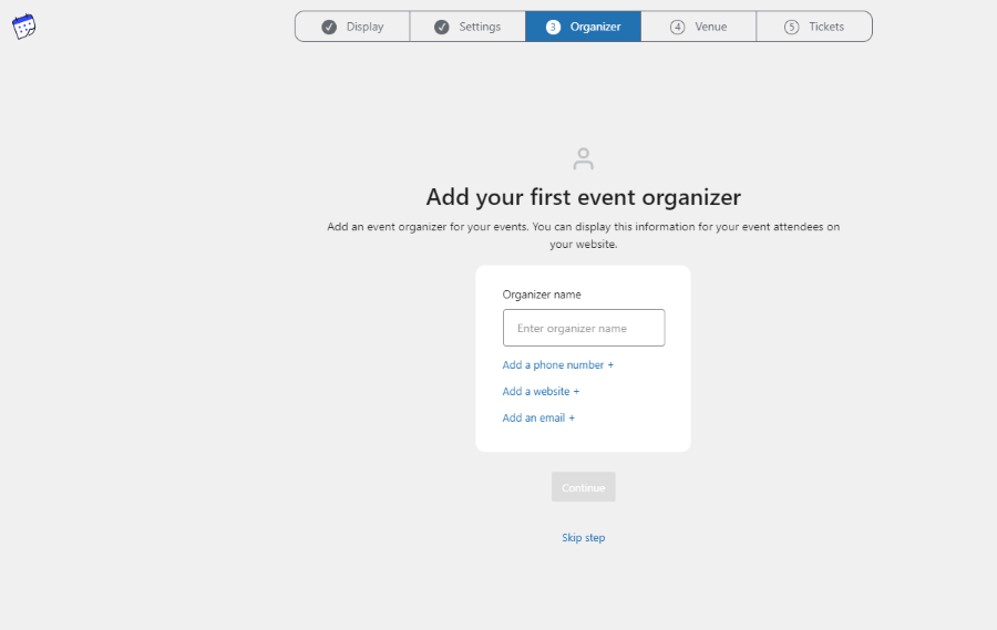 organizer details