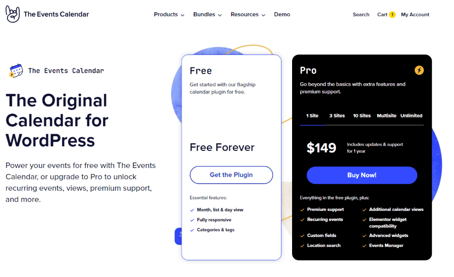 the events calendar pricing plans