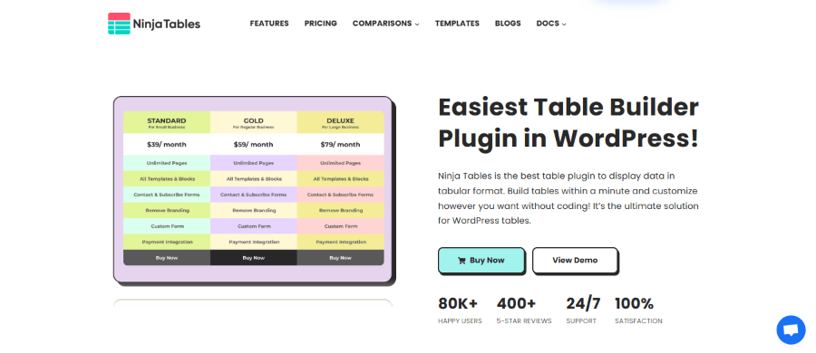 ninja tables hero image