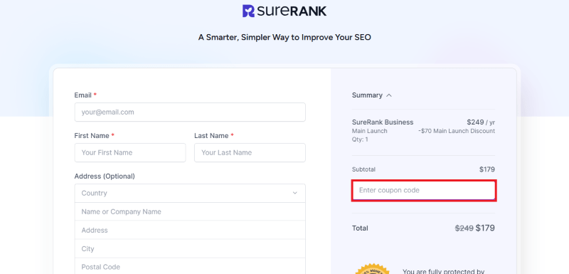 surerank avail coupon