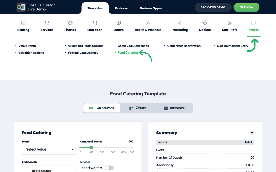 food catering ccb template