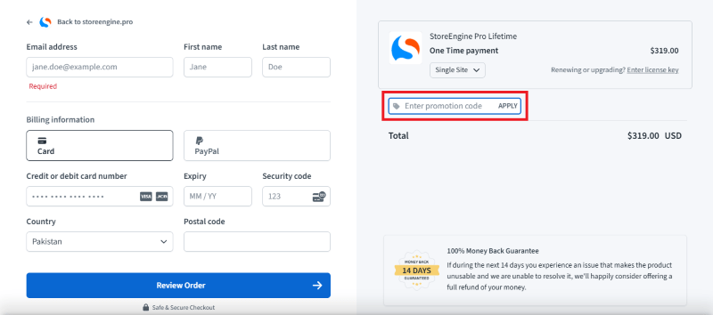 StoreEngine Gutscheincode einlösen