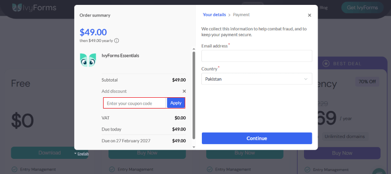 ivyforms avail coupon