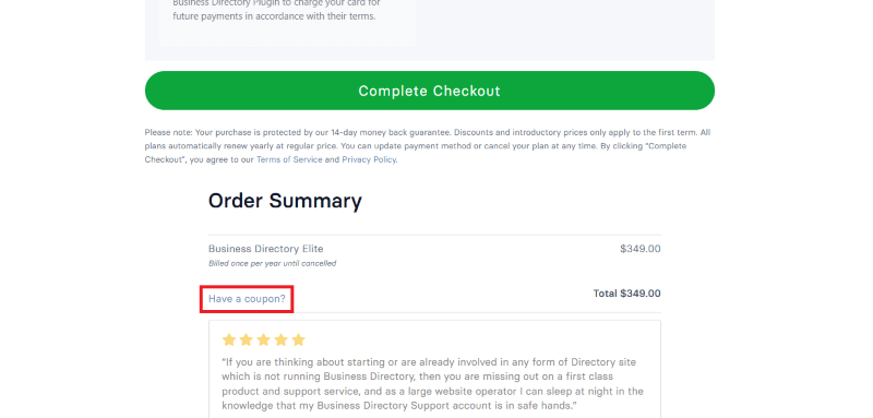 business directory checkout