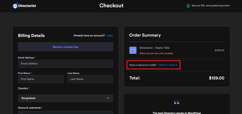 directorist checkout