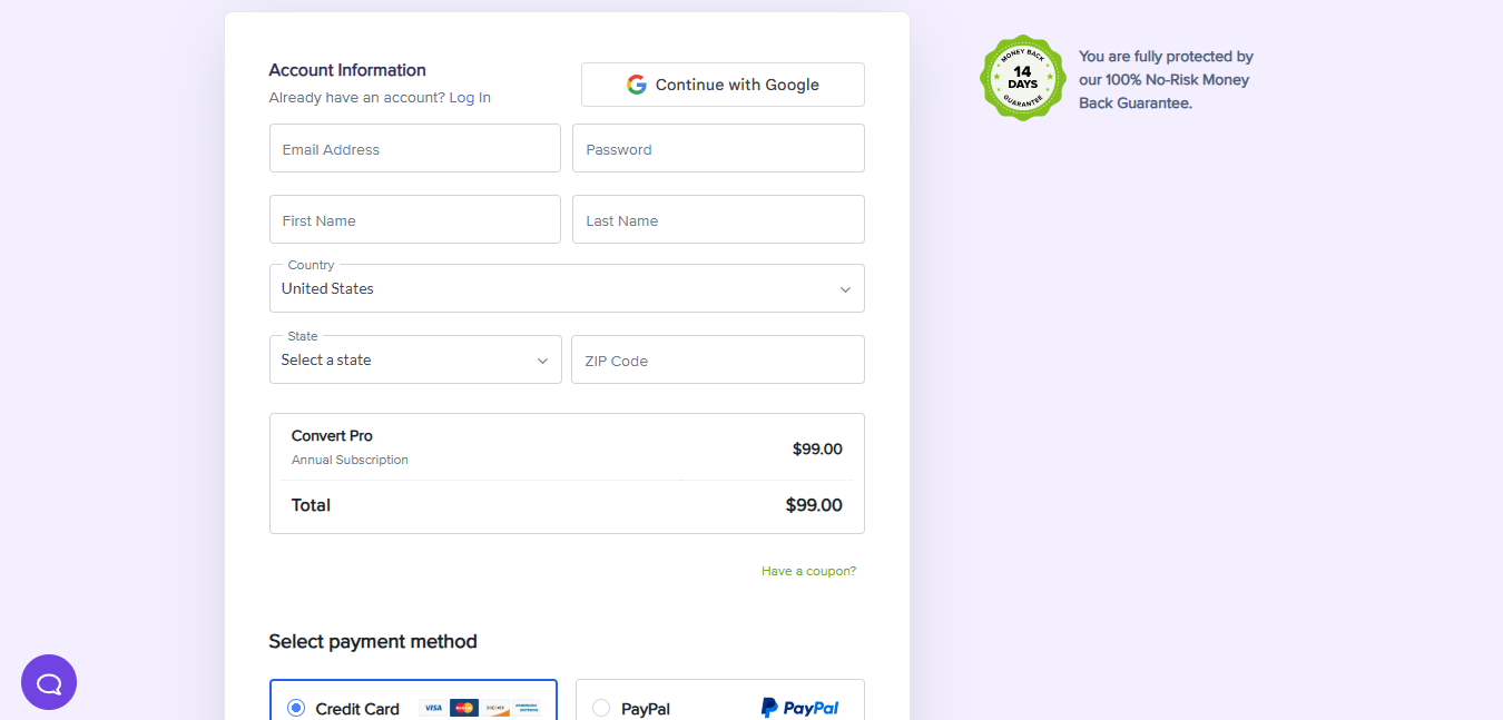 convert pro checkout