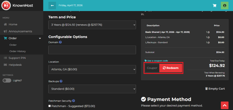 knownhost avail coupon