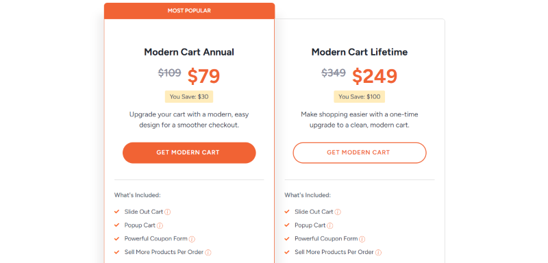 modern cart pricing