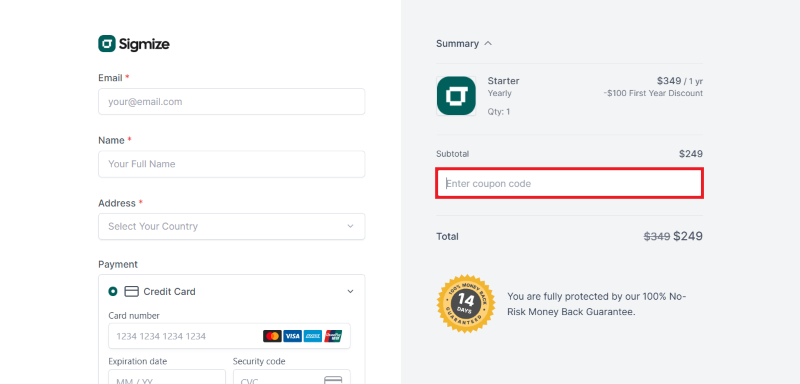 sigmize avail coupon