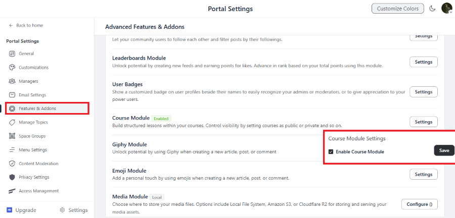 fluentcommunity course modules