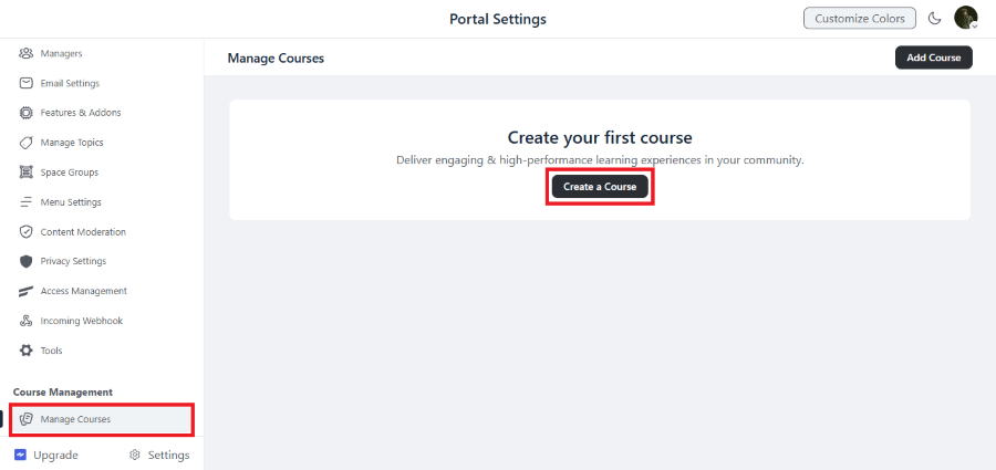 fluentcommunity create course