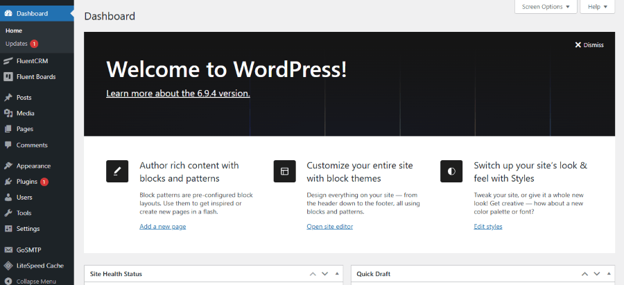 fluentcommunity wordpress dashboard