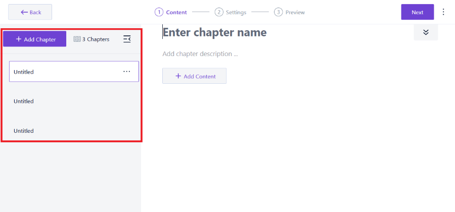 creator lms add chapters