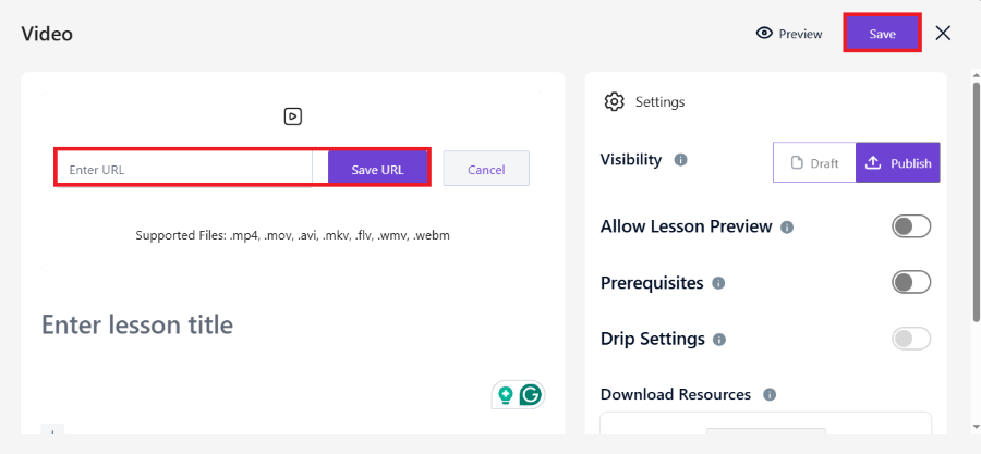 creator lms paste url