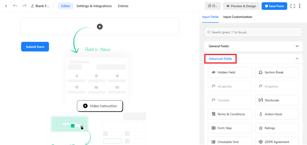 fluent forms advanced fields
