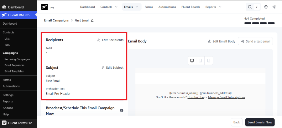 fluentcrm newsletter review