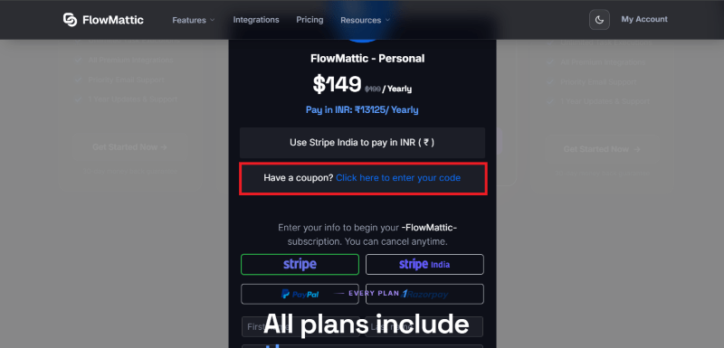 flowmattic checkout