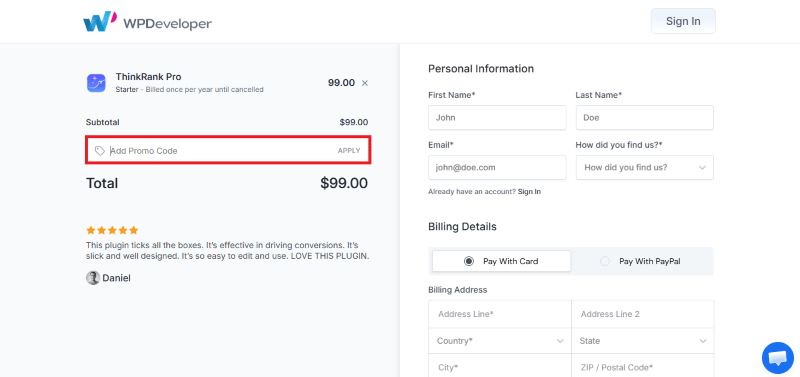 thinkrank checkout
