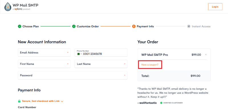 wp mail smtp checkout