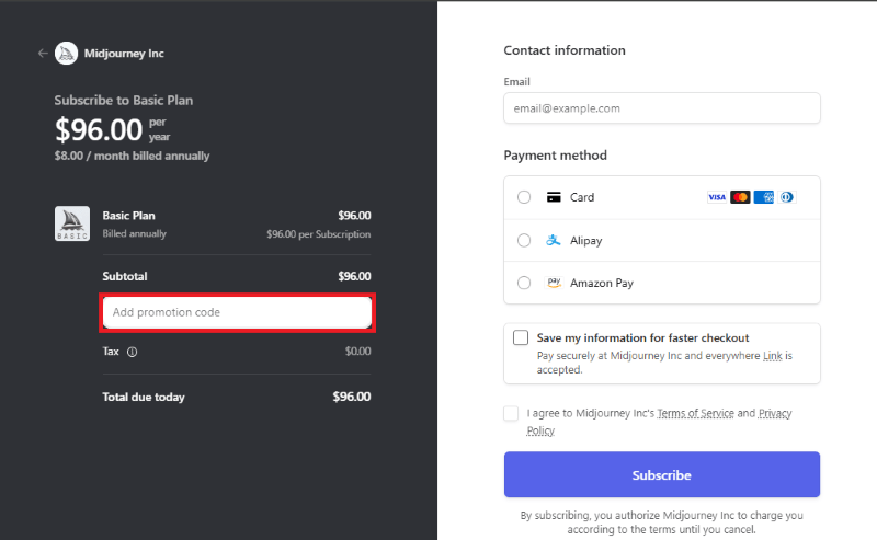 midjourney avail coupon