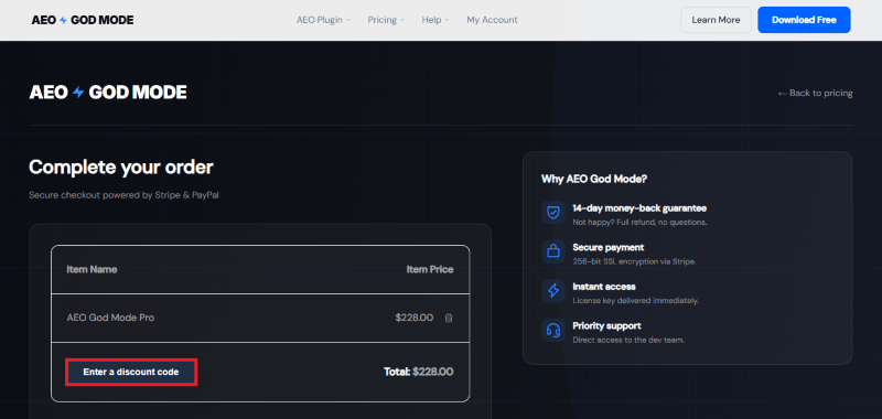 aeo god mode checkout