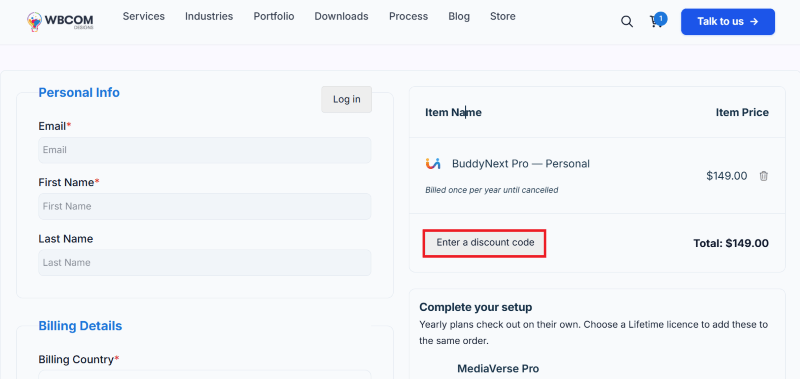 buddynext checkout