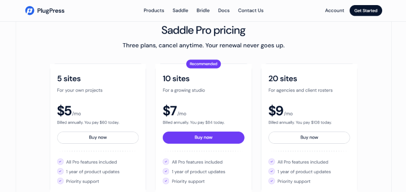 saddle pricing